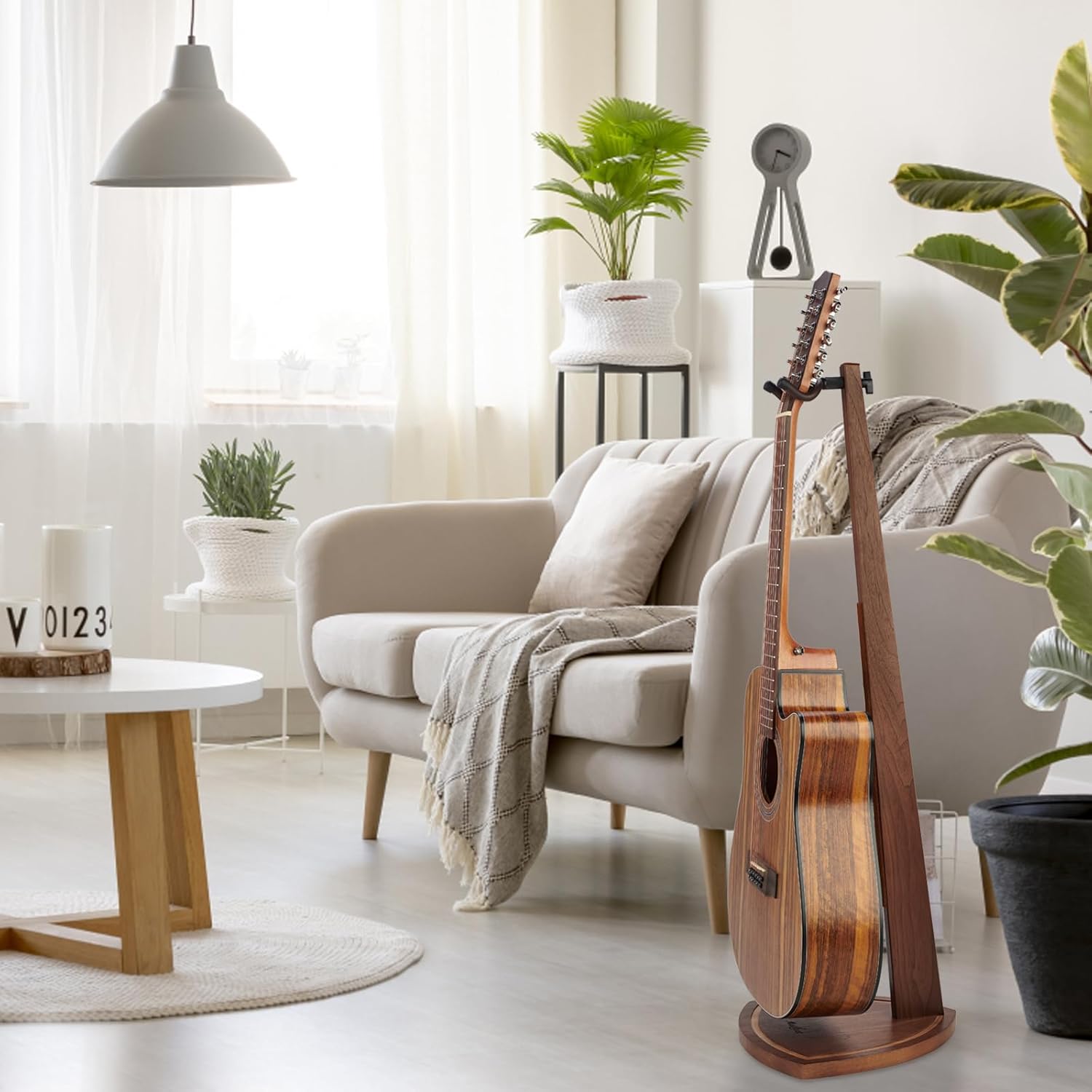 Double Guitar Stand, 2 Pack Guitar Stand for Acoustic Guitar, Dual Guitar Stand for 2 Guitars, Wooden Guitar Stand Floor for Electric Guitar, Wood Guitar Stand for Men, Guitar Accessories